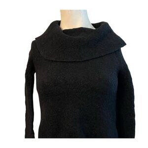 OGD Ladies Medium Black Merino Wool Blend Cowl Neck Sweater Soft Minimalist Cozy